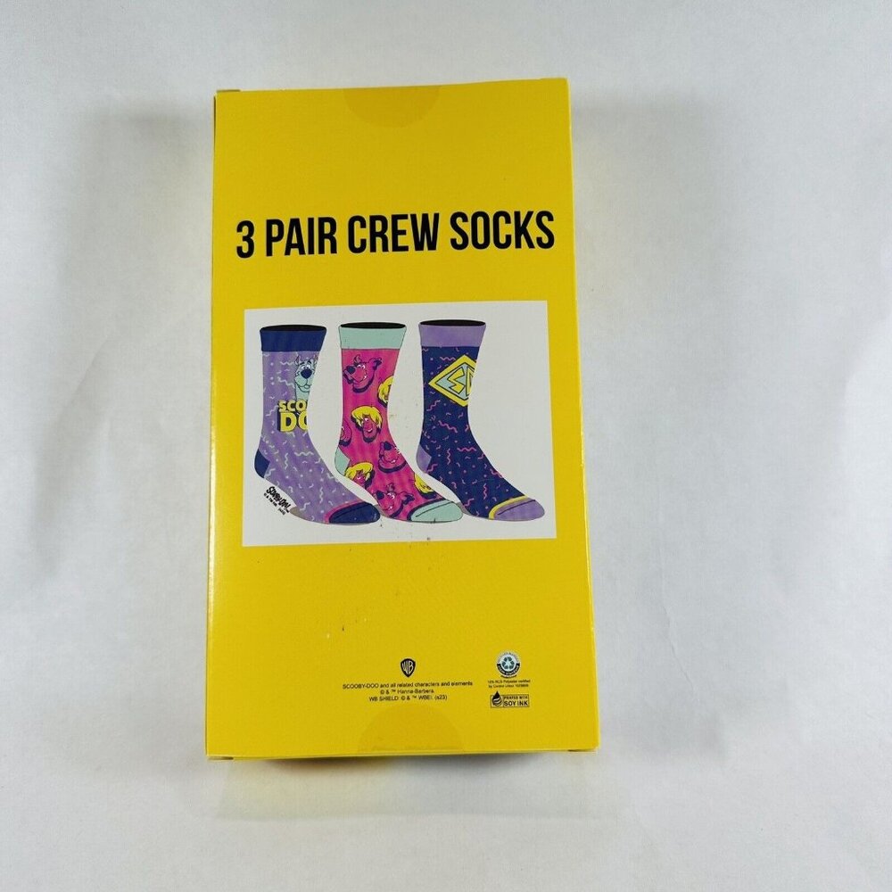 Scooby Doo Men's 3-Pack of Crew Socks with Novelty Gift Box, Shoe Sizes 8-12
